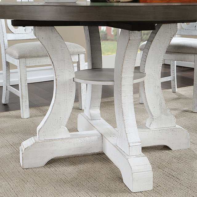 Auletta Distressed White/Gray Round Dining Table - Image 2