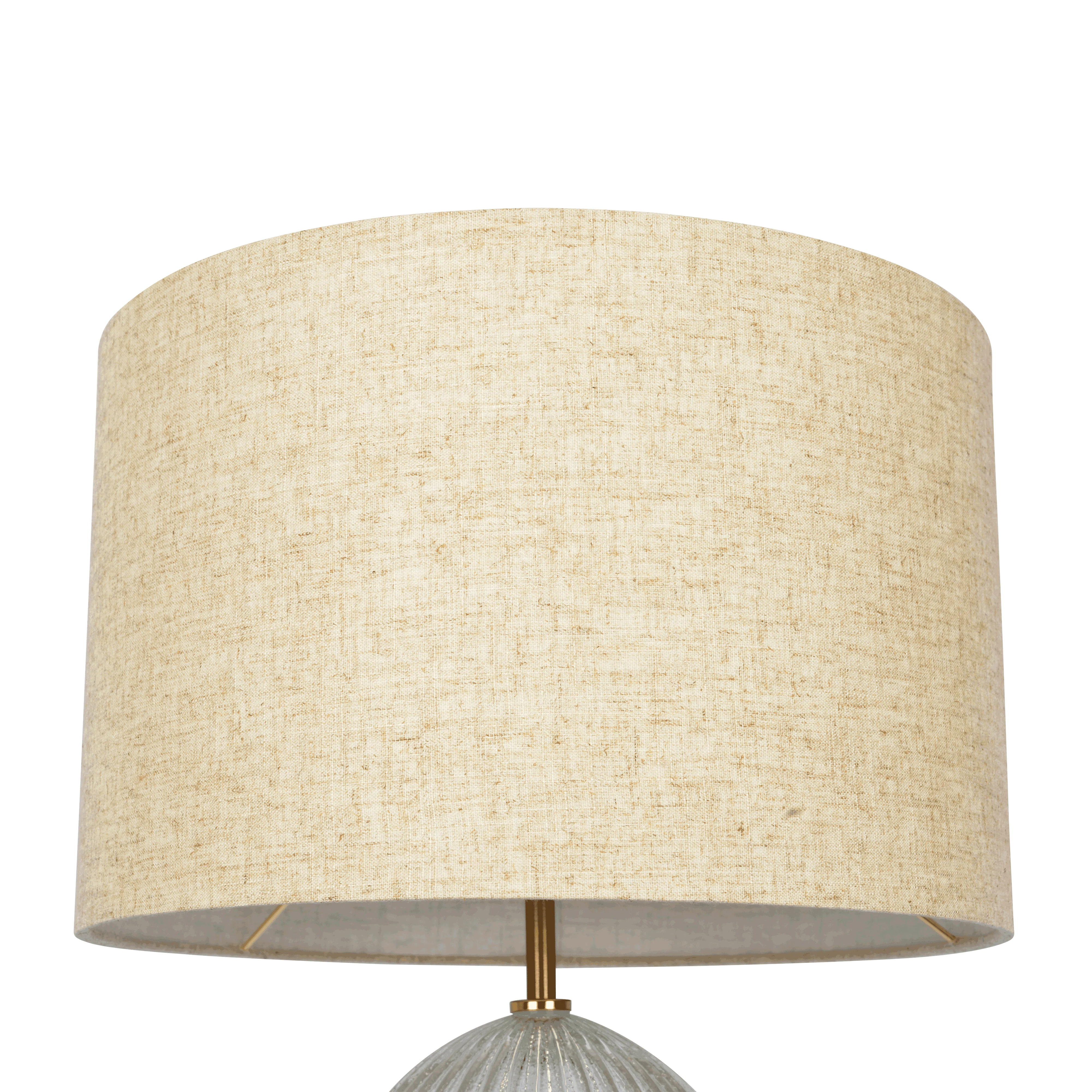 Aurora Ribbed Glass Lamp Base Clear Table Lamp Large Linen Shade - Image 3