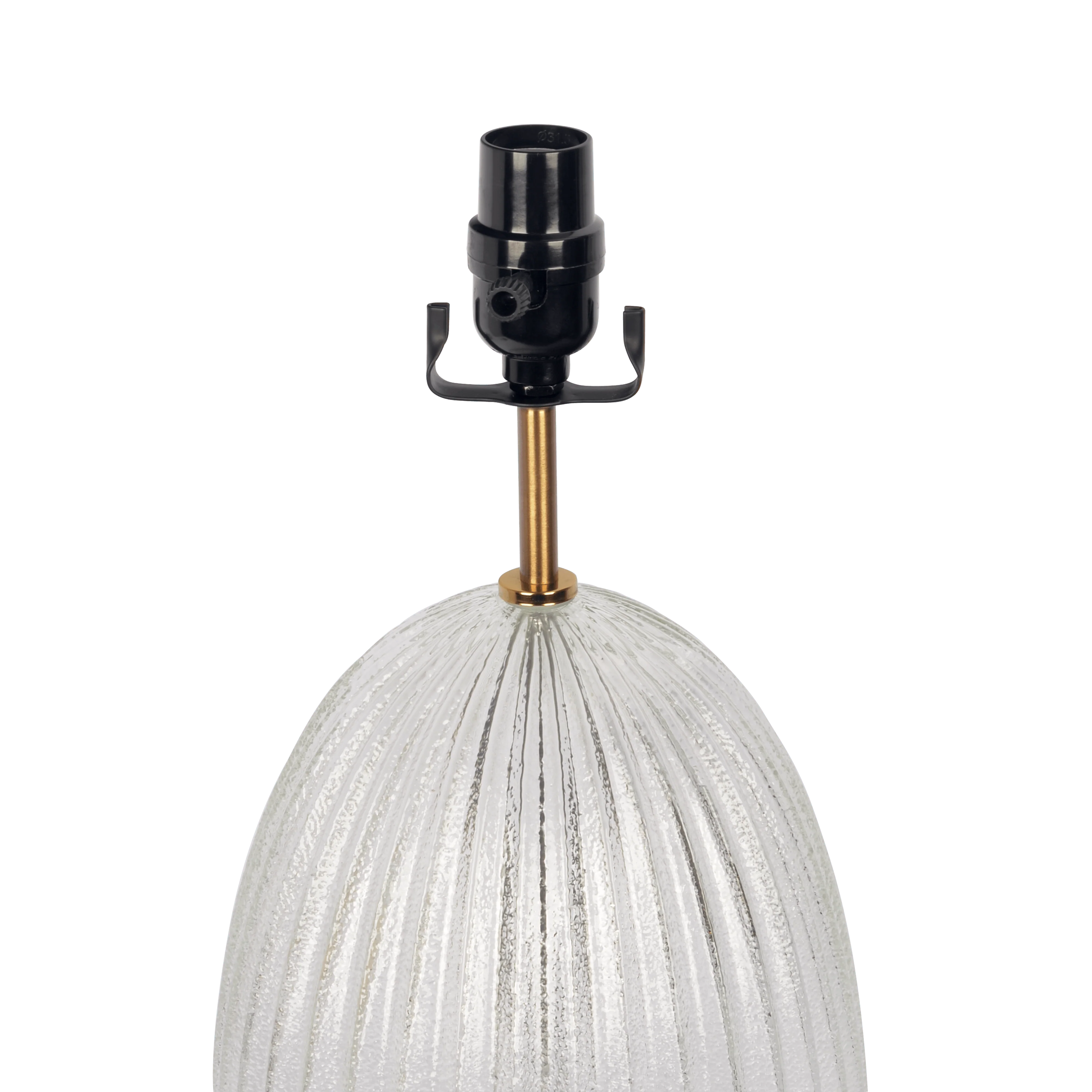 Aurora Ribbed Glass Lamp Base Clear Table Lamp Large Linen Shade - Image 5