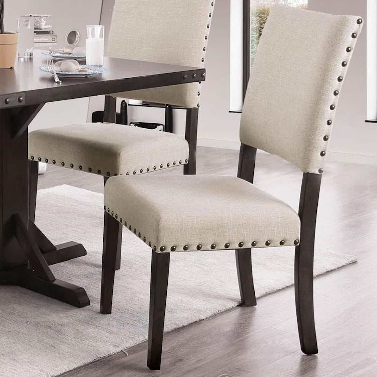 Aurora Solis Brown Cherry & Ivory Dining Chair (Set of 2) - Image 2