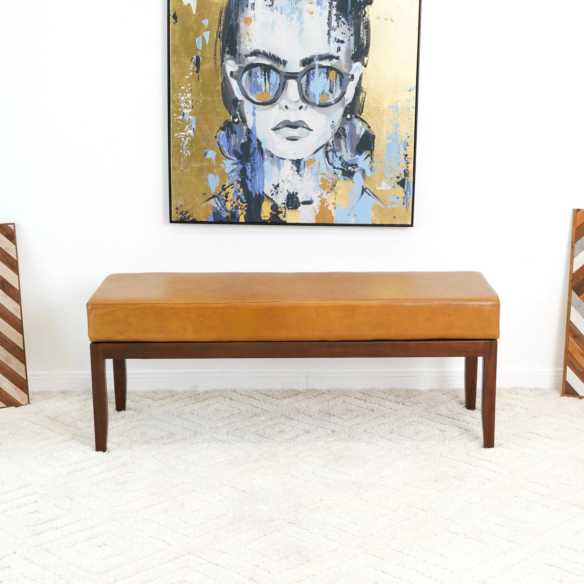 Austin Bench (Antique Tan Leather - w/o Lines) - Image 6