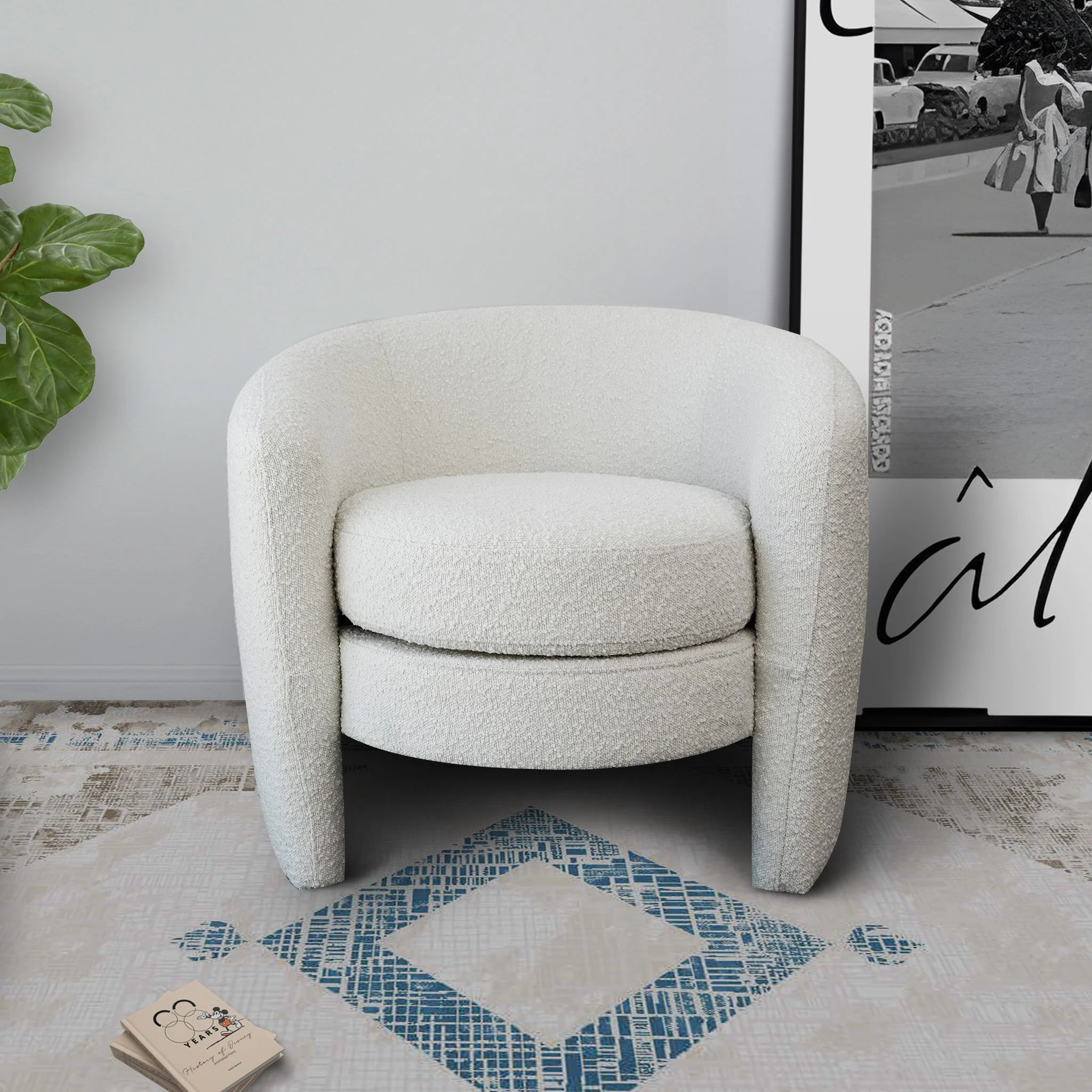 Avalon White Boucle Lounge Chair - Image 4