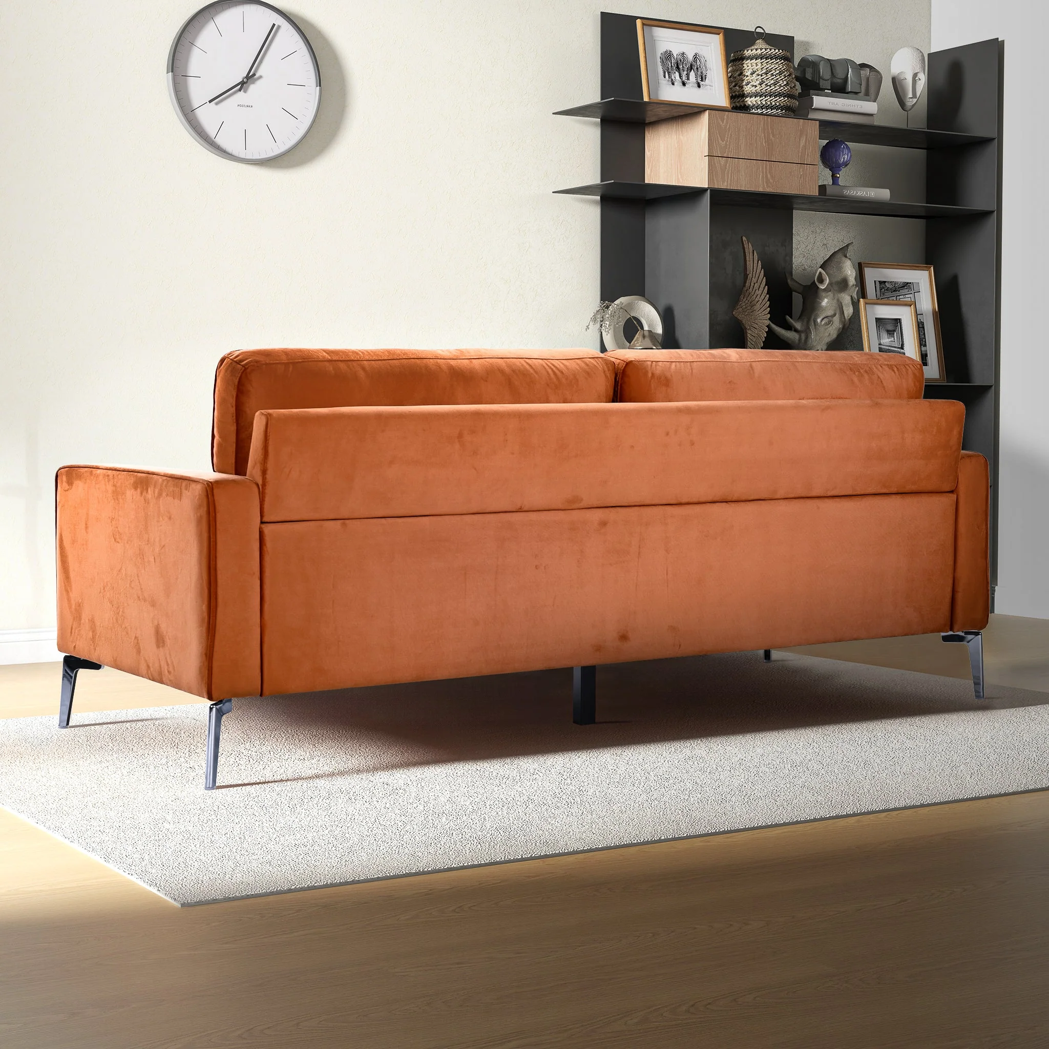 Axten Orange Velvet Sofa - Image 4