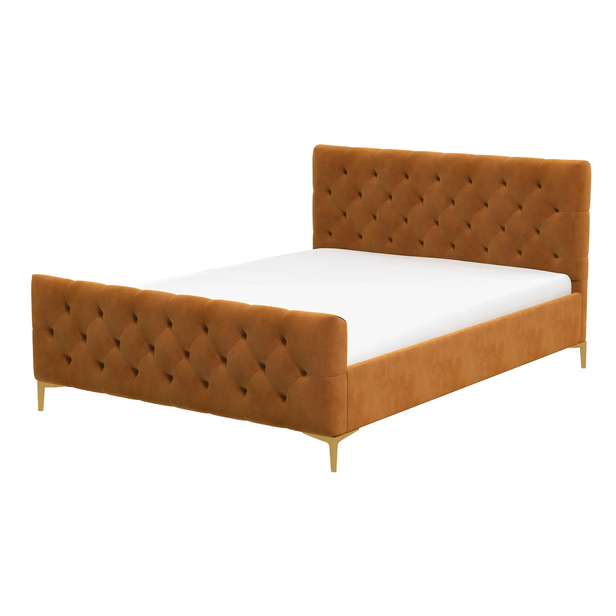 Bailey Cognac Velvet Queen Bed - Image 7