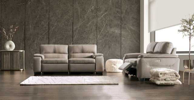 Balderico Taupe Real Italian Leather Power Reclining Sofa - Image 2