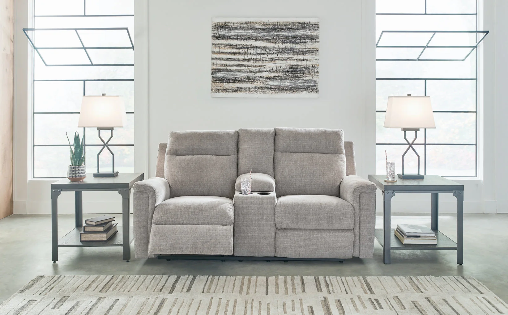 Barnsana DBL Reclining Power Loveseat w/Console - Image 2