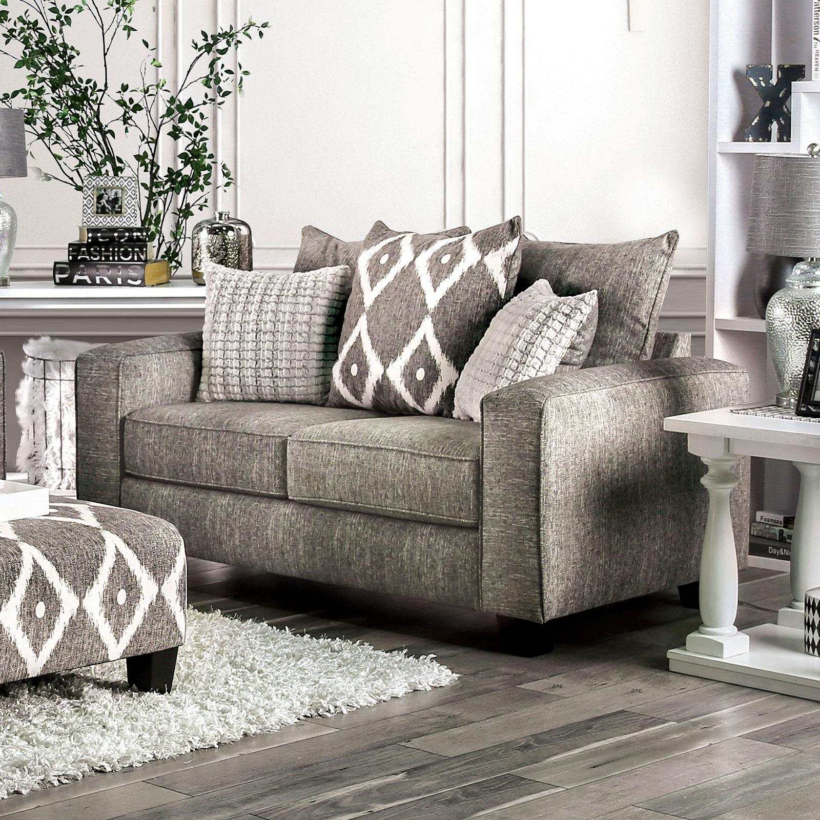 Basie Gray Stationary Sofa & Loveseat 2pc - Image 3
