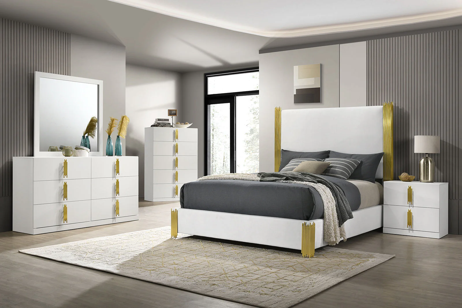 Basildon White/Gold Nightstand - Image 2