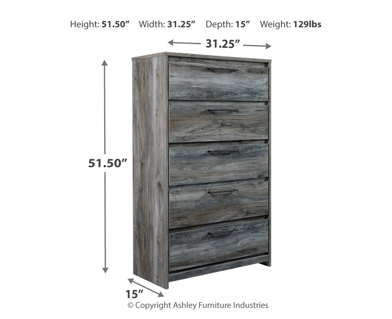 Baystorm Five Drawer Chest - Image 11