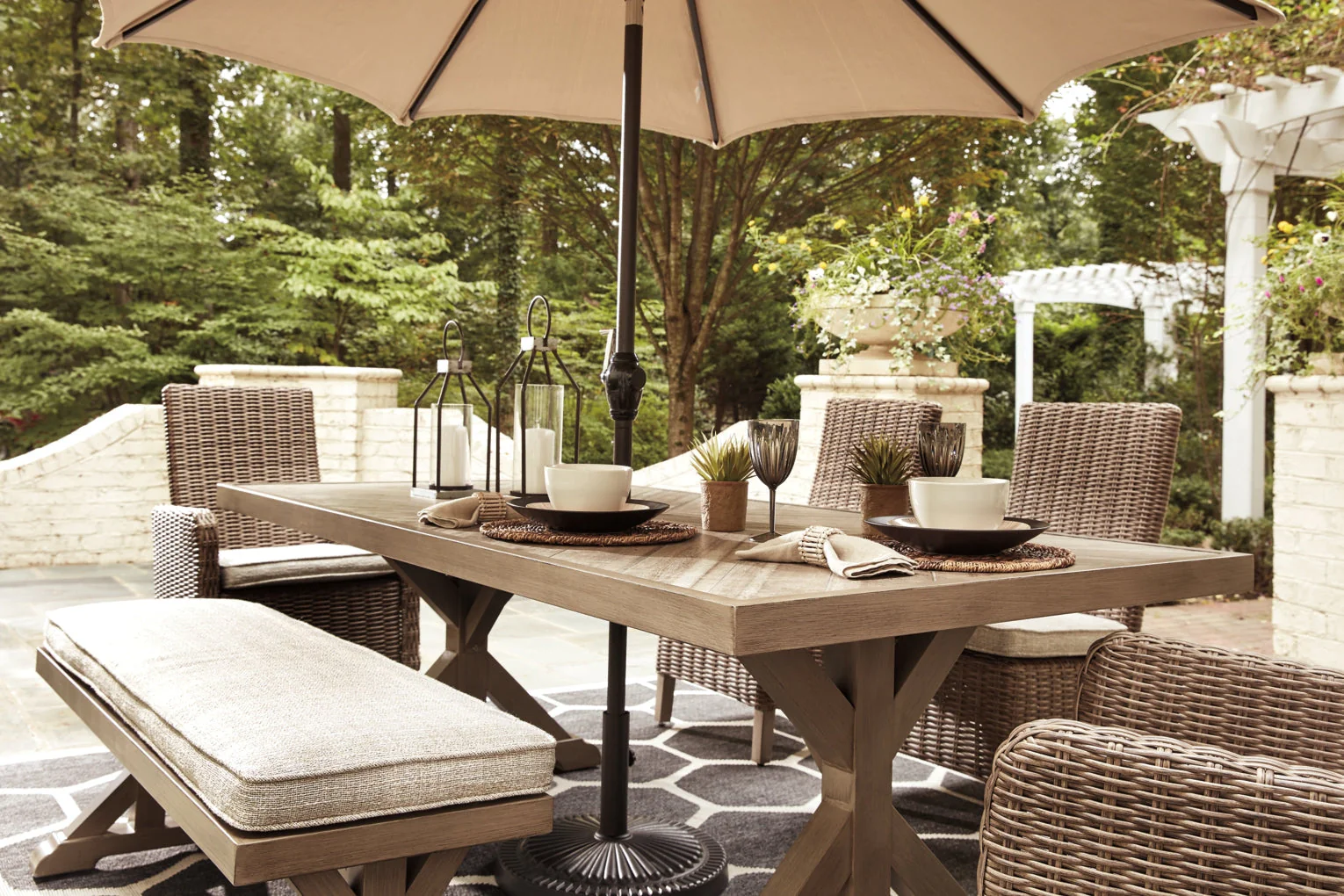 Beachcroft RECT Dining Table with Umbrella Option - Image 14