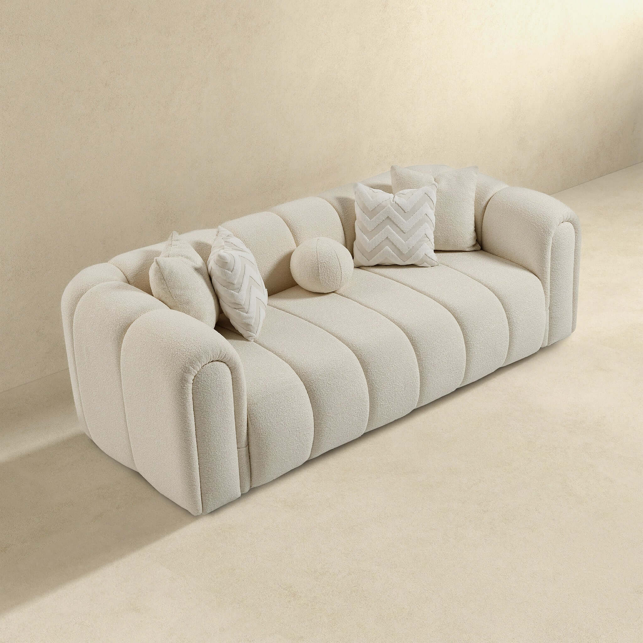 Beatrice Modern Tufted Ivory Boucle Sofa - Image 3
