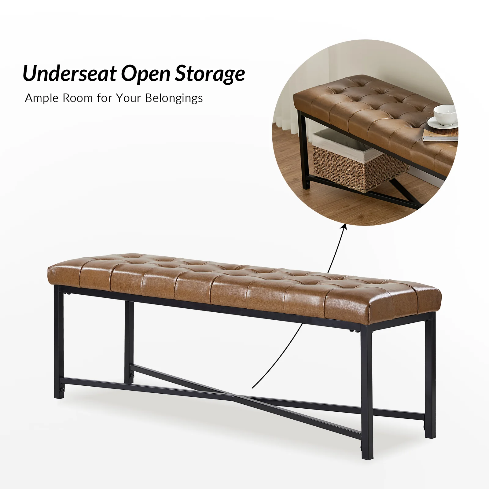 Arnold Upholstered Flip Top Storage Bench in Camel - Image 5