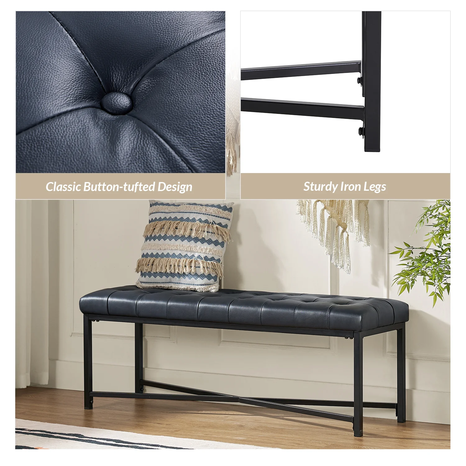 Arnold Upholstered Flip Top Storage Bench in Navy - Image 4