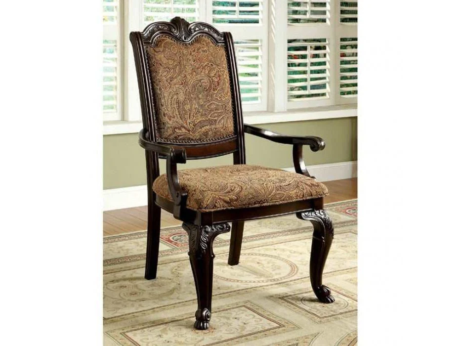 Bellagio Brown Cherry/Brown Fabric Dining Armchair (Set of 2)