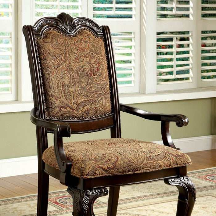 Bellagio Brown Cherry/Brown Fabric Dining Armchair (Set of 2) - Image 2