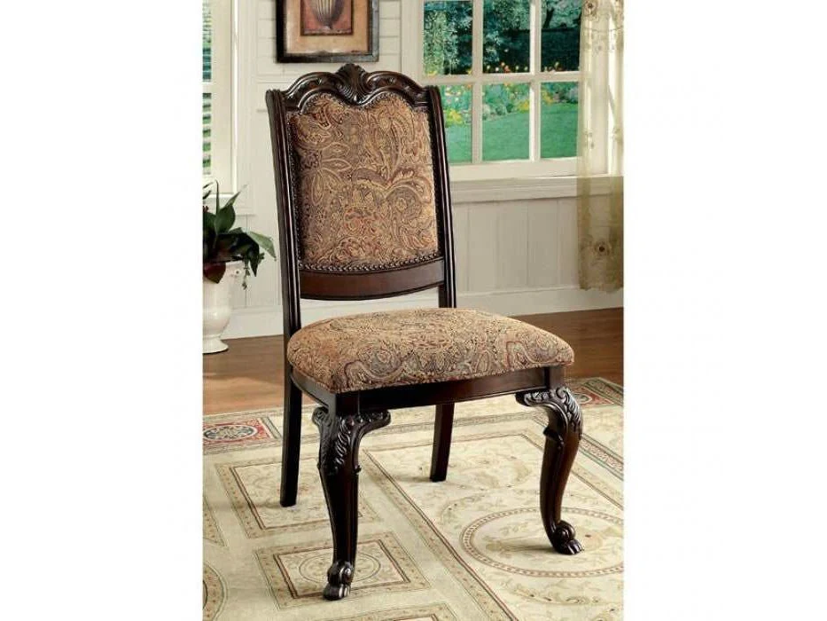 Bellagio Brown Cherry/Brown Fabric Side Chair (Set of 2)