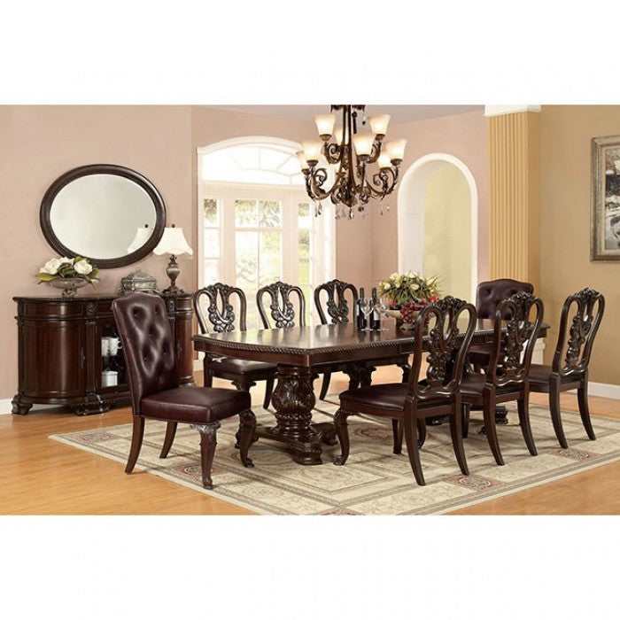 Bellagio Brown Cherry/Dark Brown Wooden/Leatherette Side Chair (Set of 2) - Image 3
