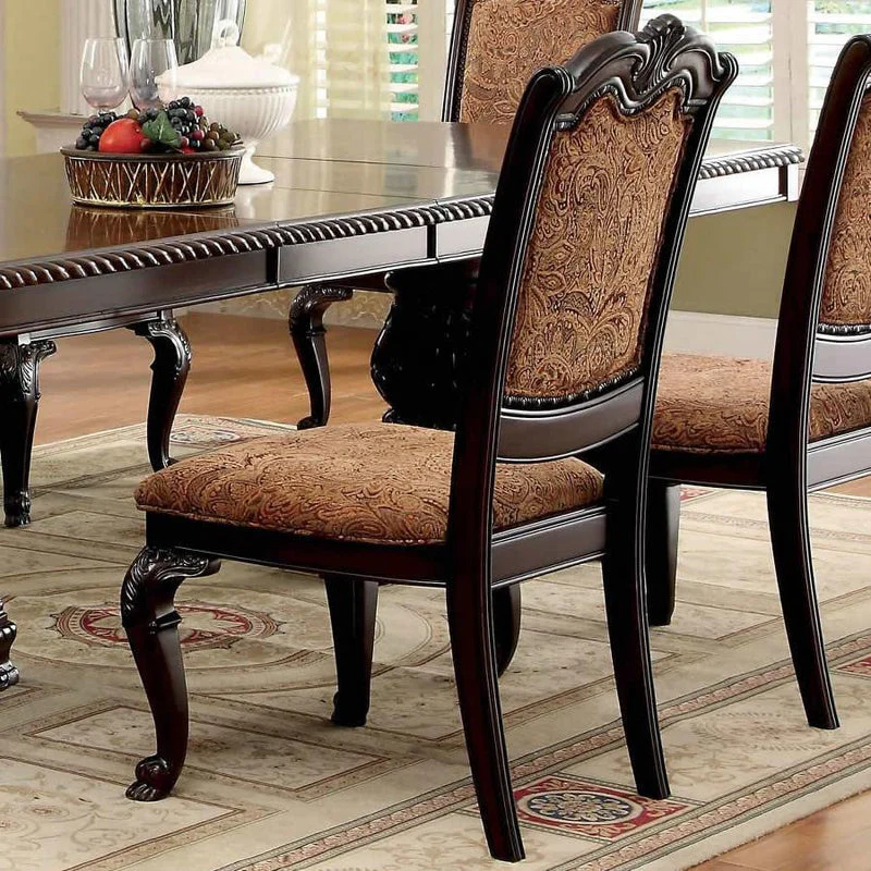Bellagio Brown Cherry Fabric Dining Room Set / 7-piece - Image 6