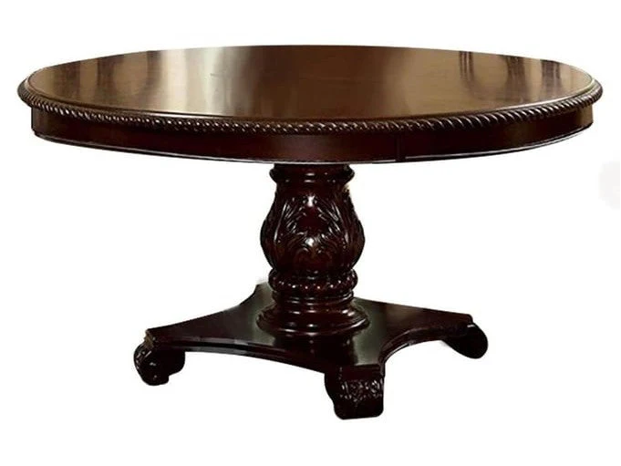 Bellagio Brown Cherry Leatherette Round Dining Room Set / 7-piece - Image 2