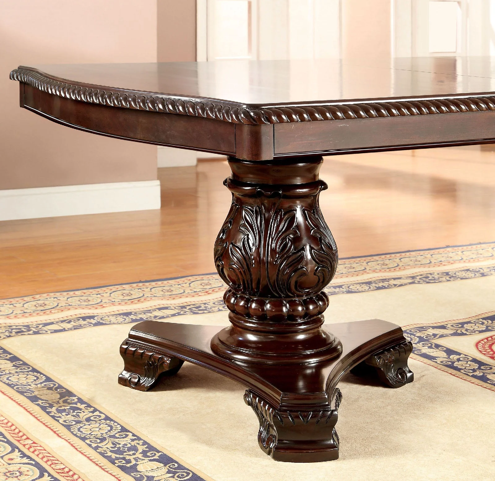 Bellagio Brown Cherry Wooden/Leatherette Uph. Dining Room Set / 7-piece - Image 3
