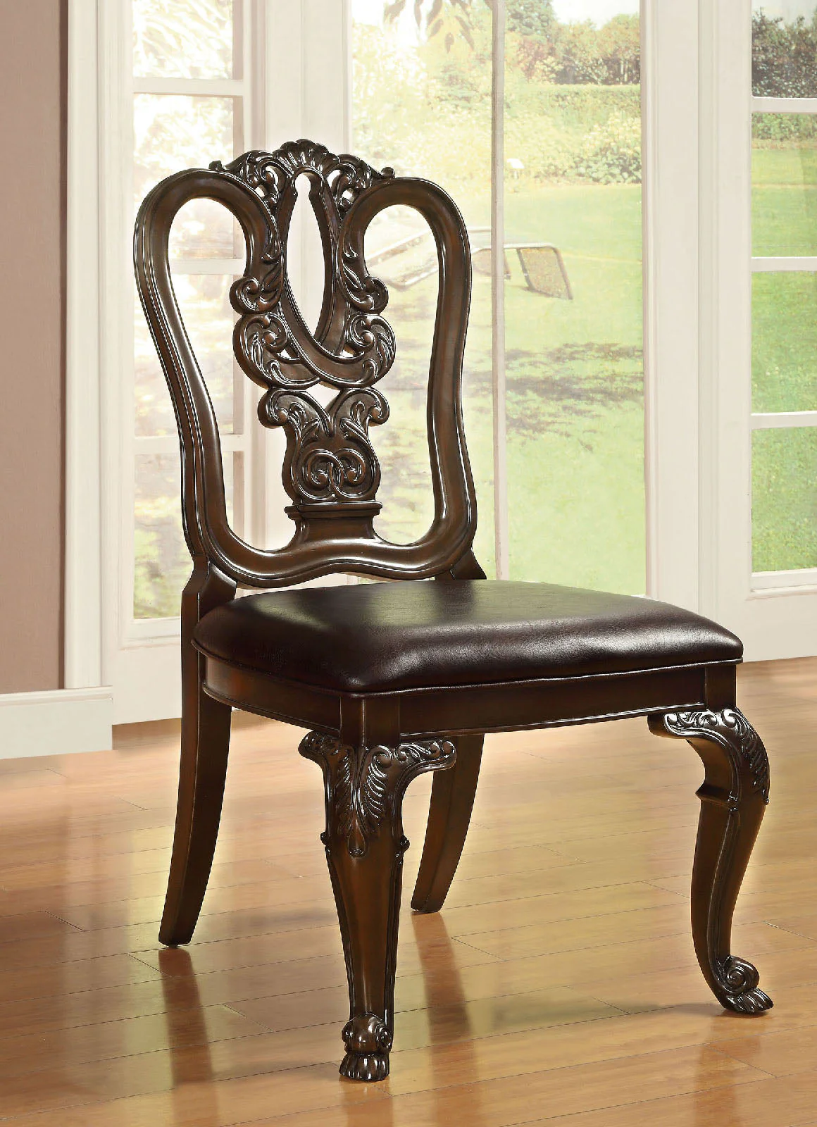 Bellagio Brown Cherry Wooden/Leatherette Uph. Dining Set / 9-piece - Image 2