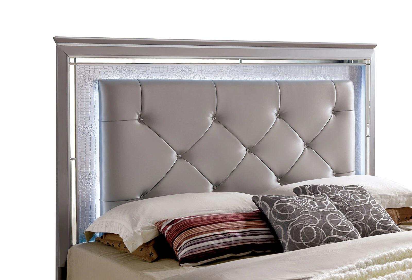 Bellanova Silver Queen Bedroom Set  w/ 2 Nightstands / 5pc - Image 3
