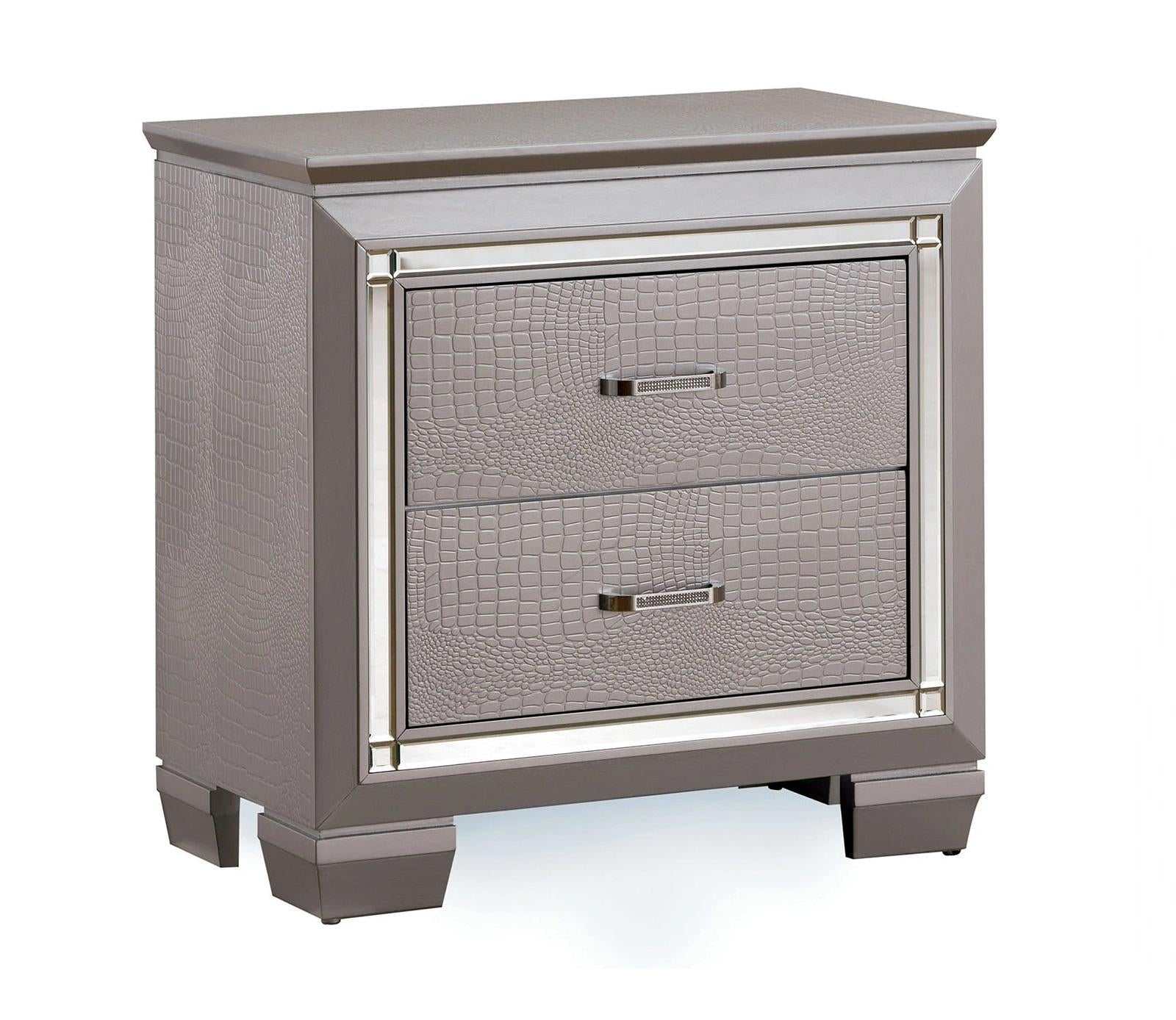 Bellanova Silver Queen Bedroom Set  w/ 2 Nightstands / 5pc - Image 5