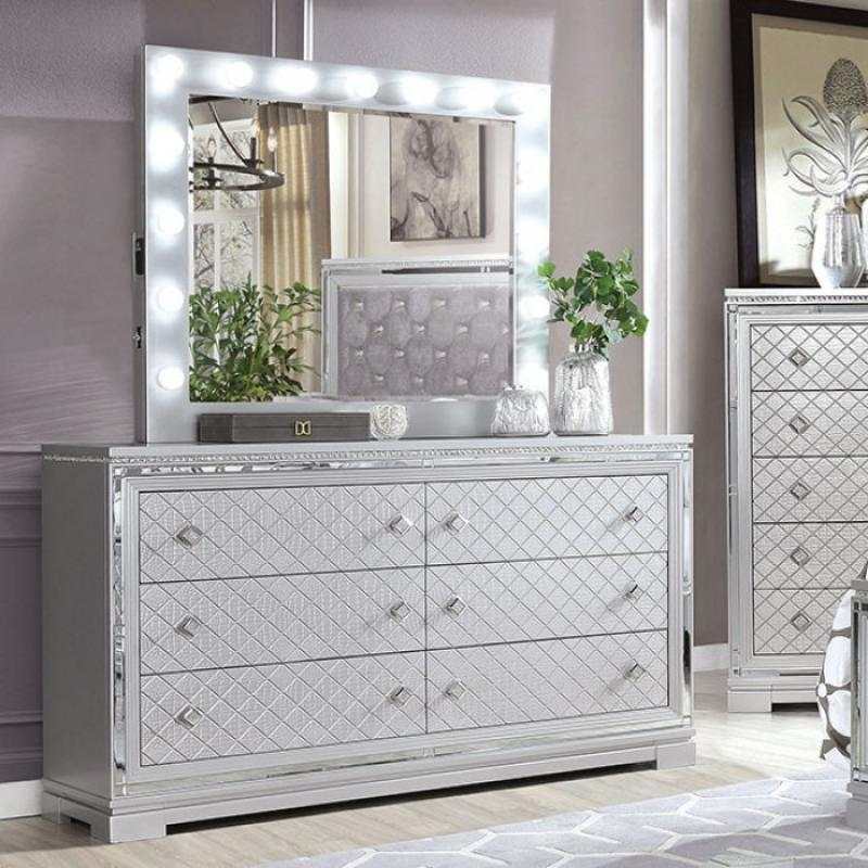 Belleterre Gray/Silver & Mirrored 5pc Queen Panel Bedroom Set - Image 6