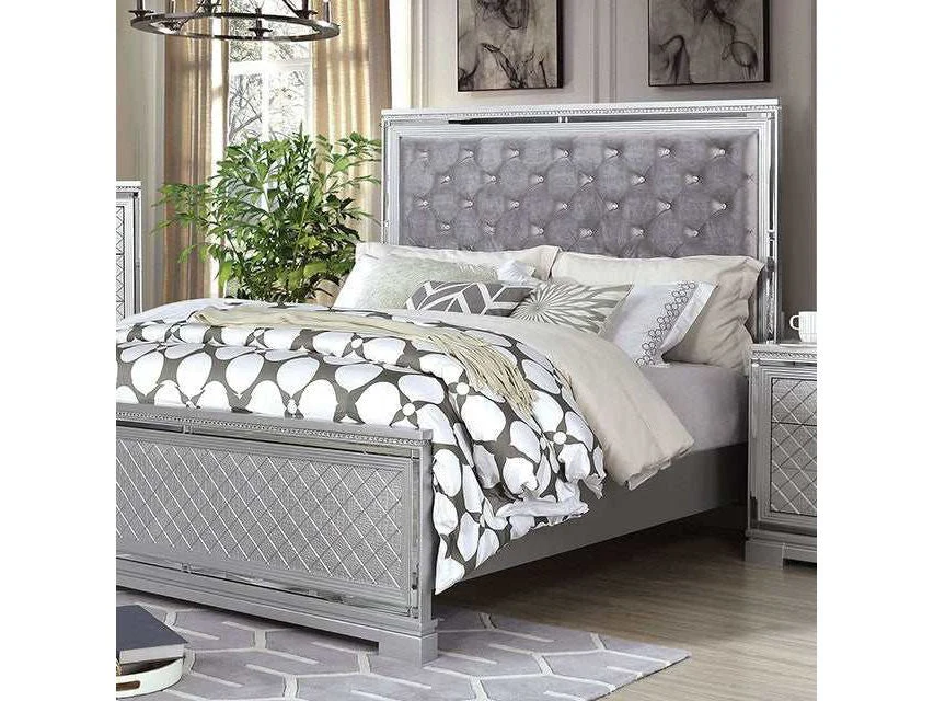 Belleterre Gray/Silver & Mirrored E. King Panel Bed