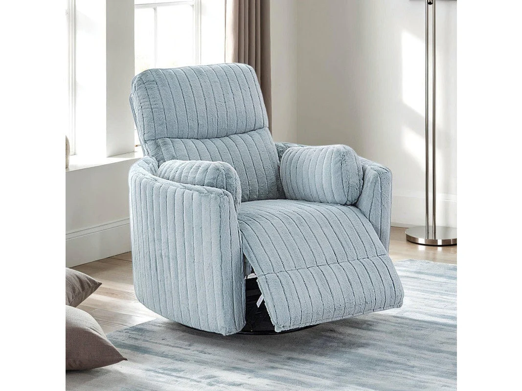 Belper Sky Blue Power Glider Recliner w/ Swivel