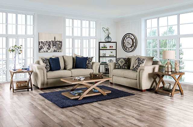Belsize Beige/Navy Loveseat - Image 2