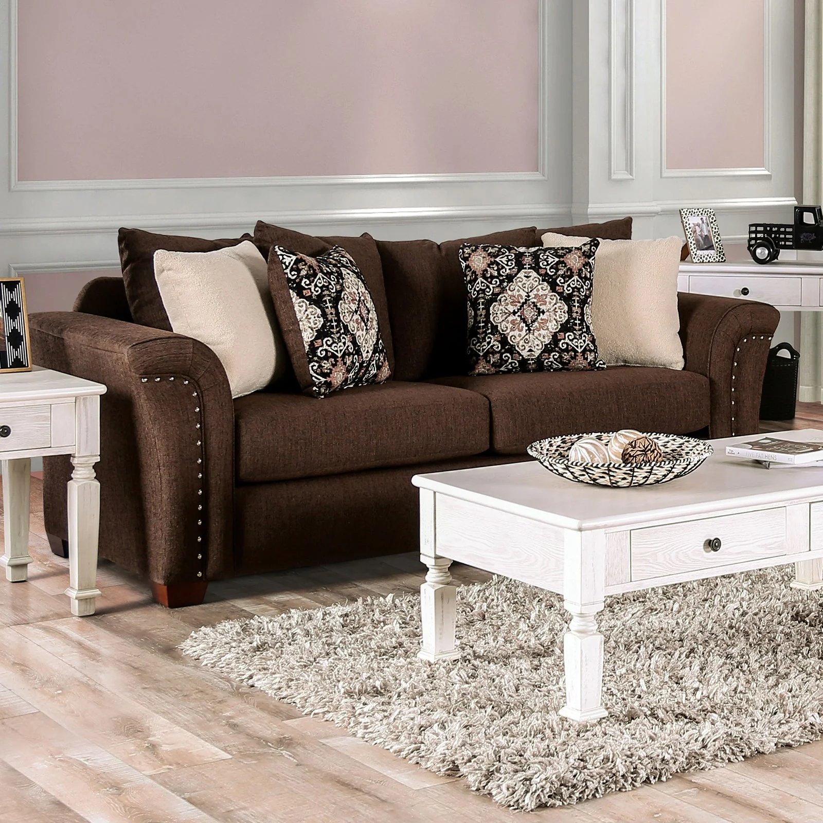 Belsize Chocolate/Tan Sofa & Loveseat - Image 2