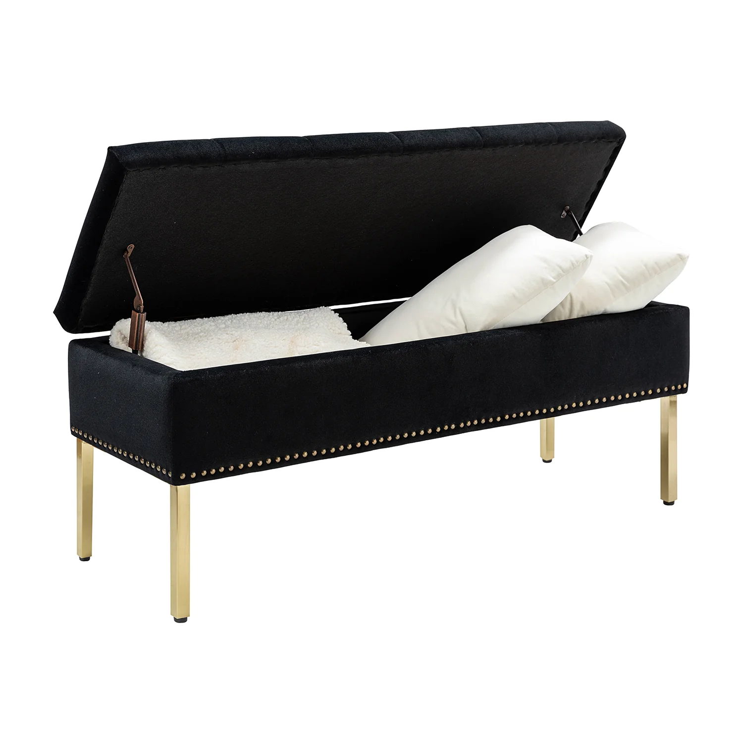 Fabio Upholstered Flip Top Storage Bench in Black - Image 4