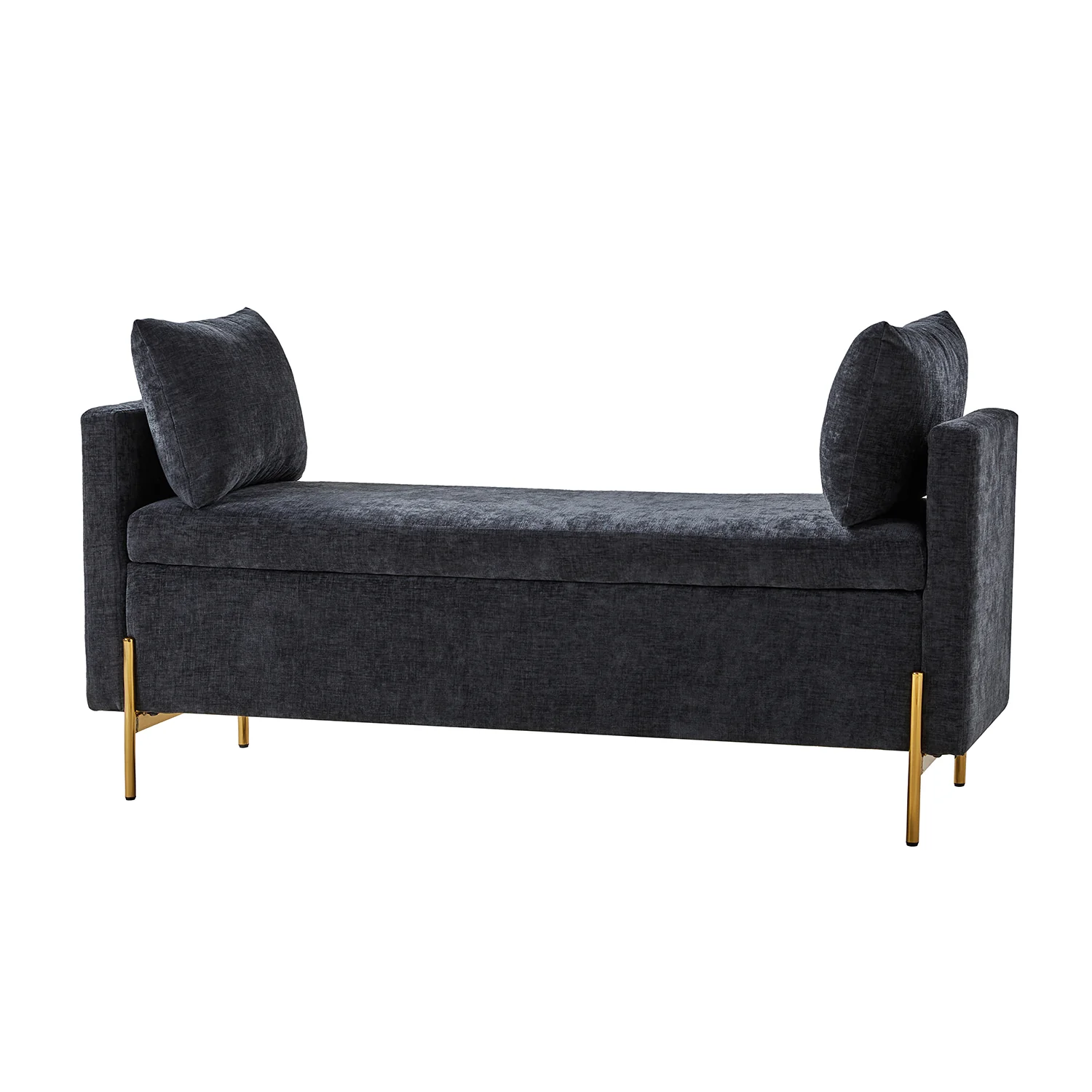 Arrigo Upholstered Flip Top Storage Bench in Black - Image 2