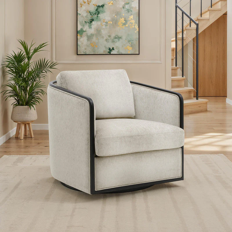 Benilde Taupe Swivel Chair - Image 2