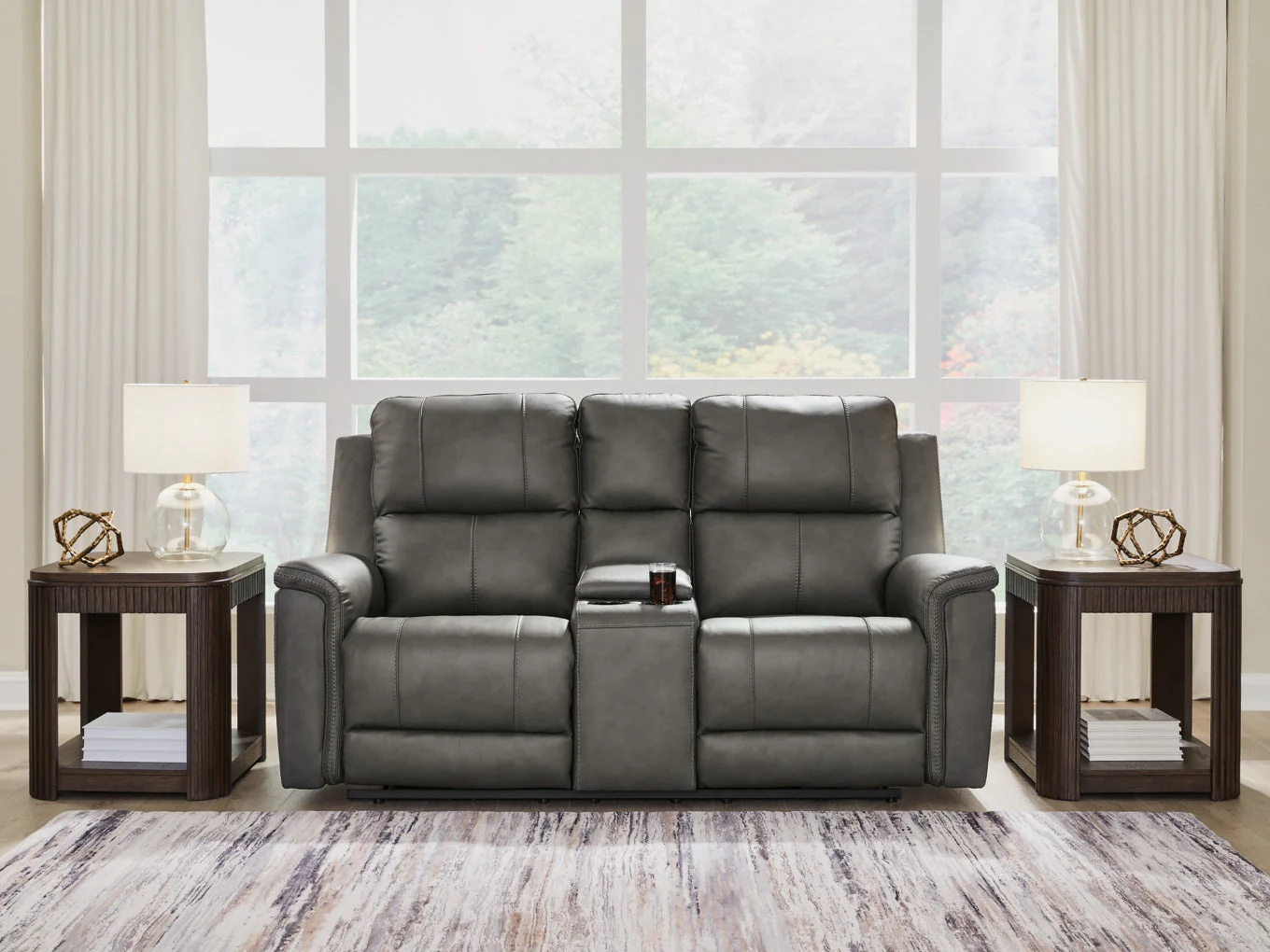 Beryton Power Reclining Loveseat/Console/Adjustable Headrest - Image 4