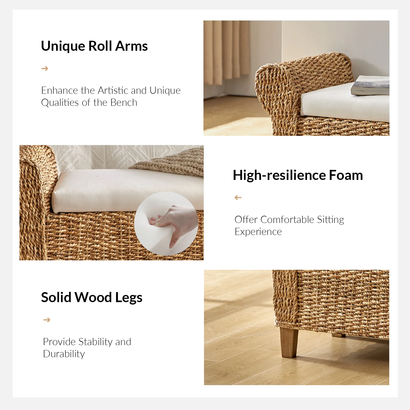 Arnaldo Ratten Storage Bench in Natural - Image 5
