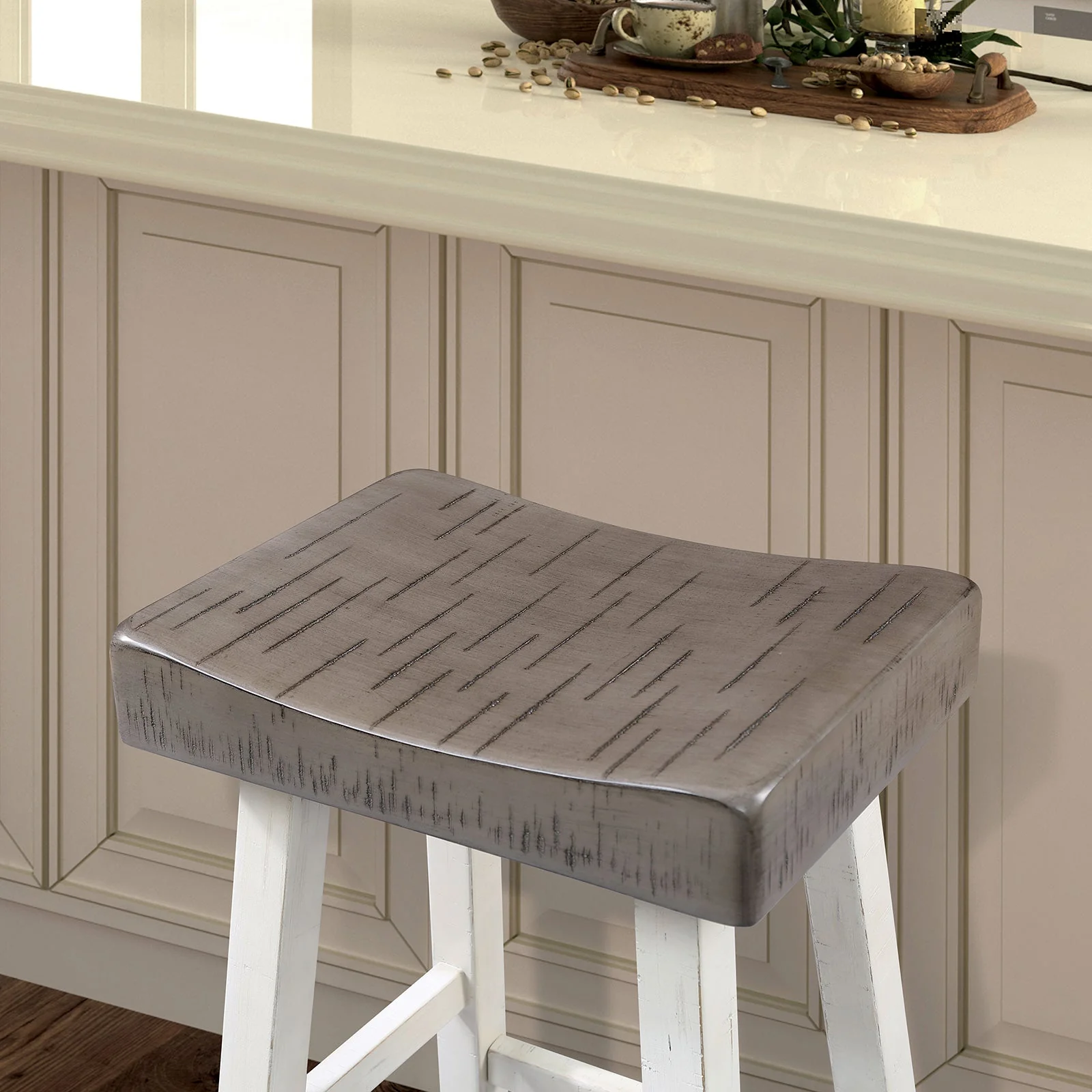 Biasca Gray/White Stool (Set of 2) - Image 2