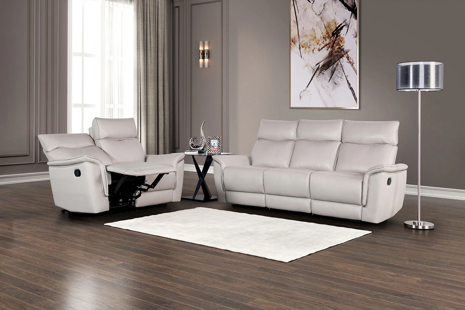 Bienne Taupe Reclining Loveseat - Image 7
