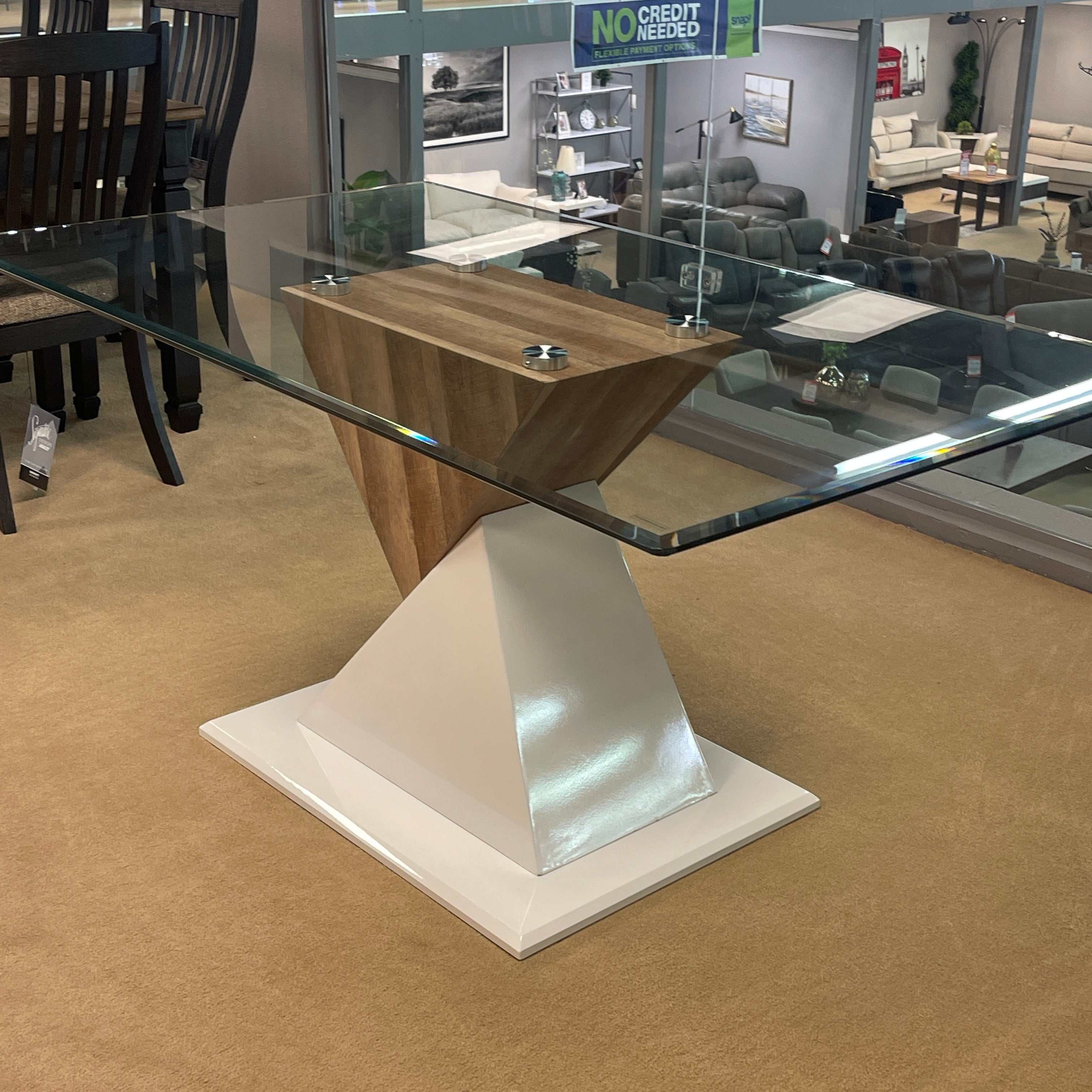 Bima Tempered Glass Top Rectangular Dining Table - Image 4