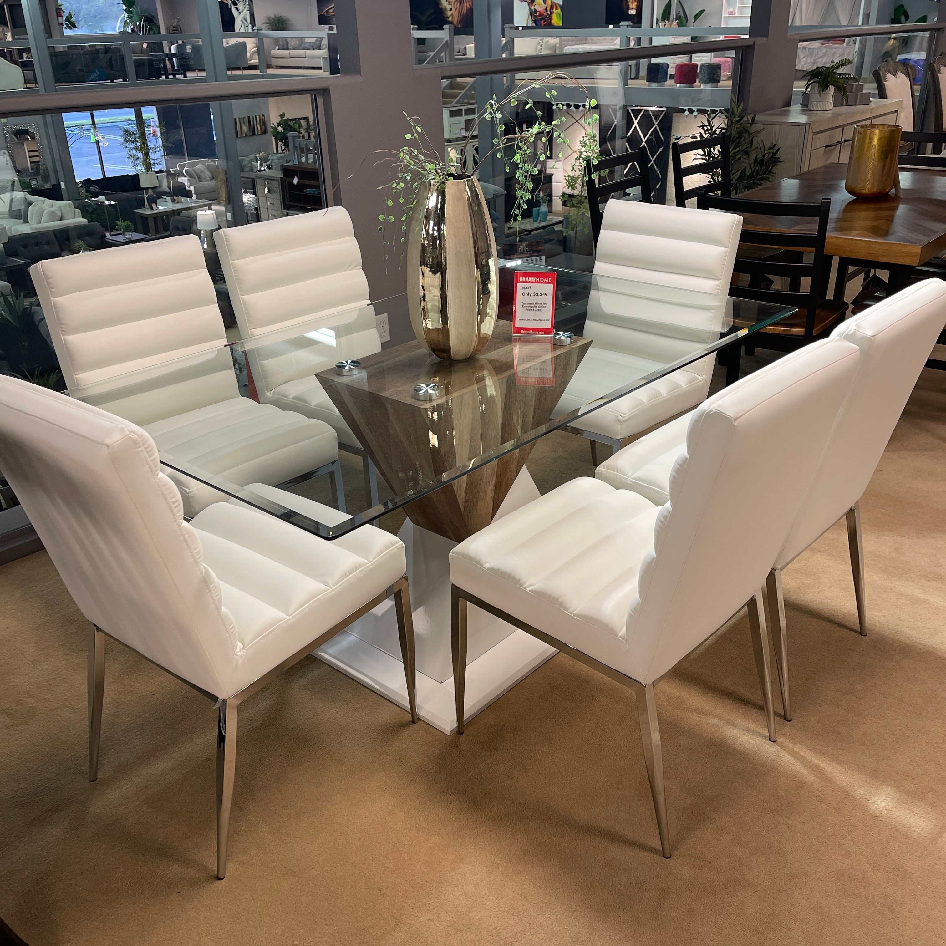 Bima Tempered Glass Top Rectangular Dining Table - Image 5