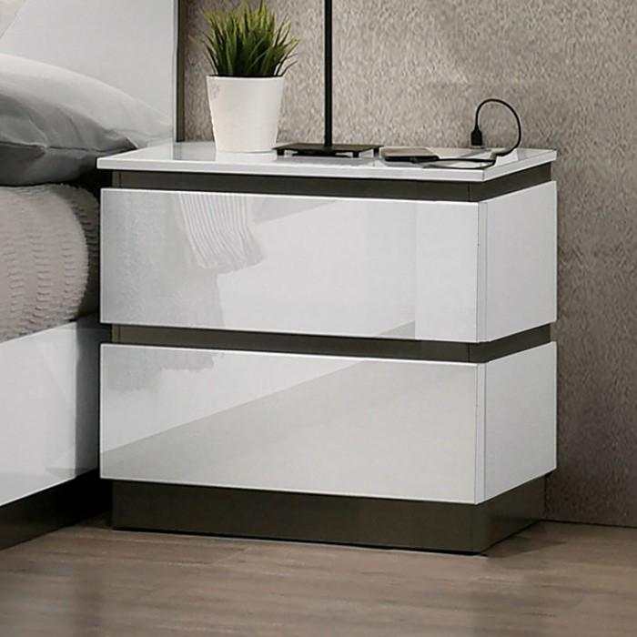 Birsfelden White & Metallic Gray 5pc Queen Bedroom Set - Image 2