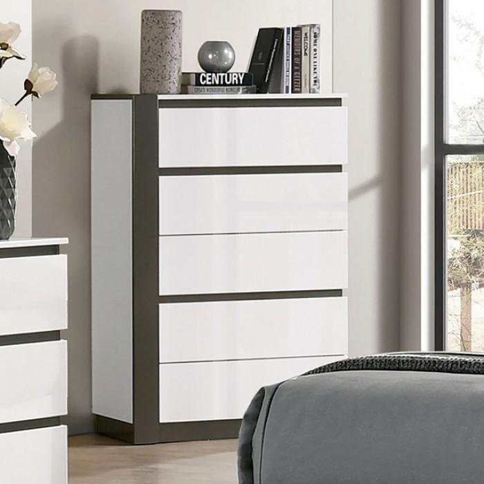 Birsfelden White & Metallic Gray 5pc Queen Bedroom Set w/ Chest - Image 8