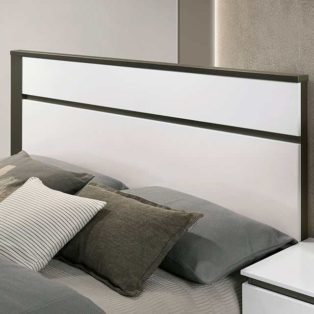 Birsfelden White/Metallic Gray Eastern King Bed - Image 3