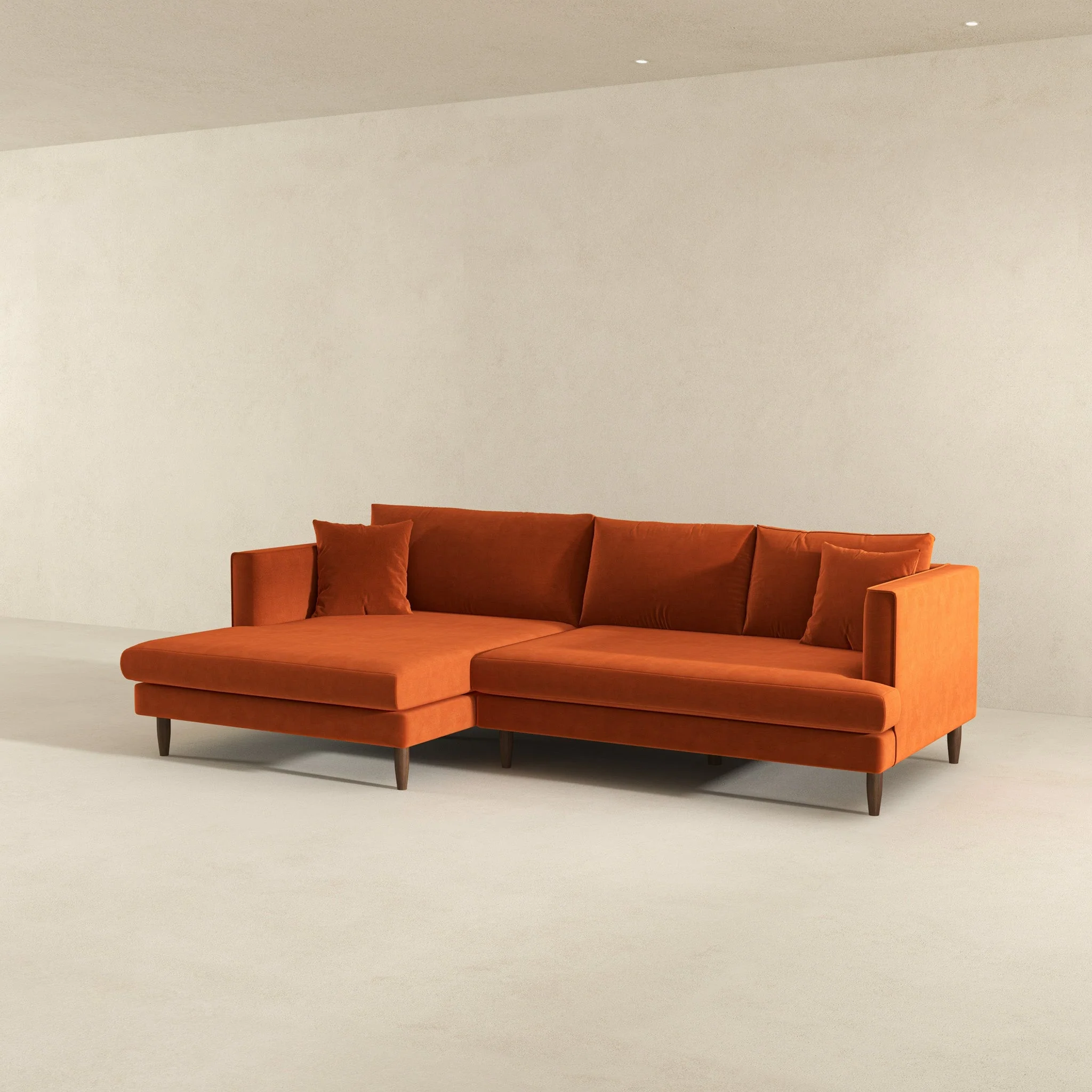 Blake L-Shaped Sectional Burnt Orange Sofa Right Facing - Image 5
