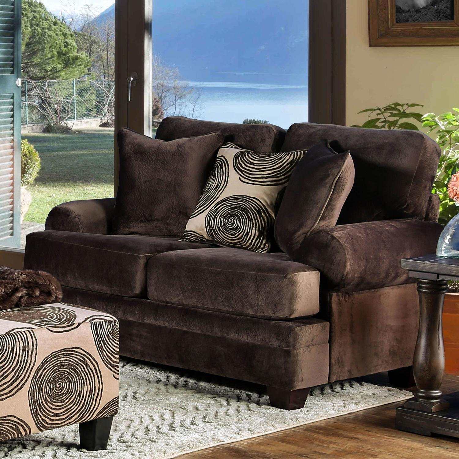 Bonaventura Brown Stationary Sofa & Loveseat 2pc - Image 3