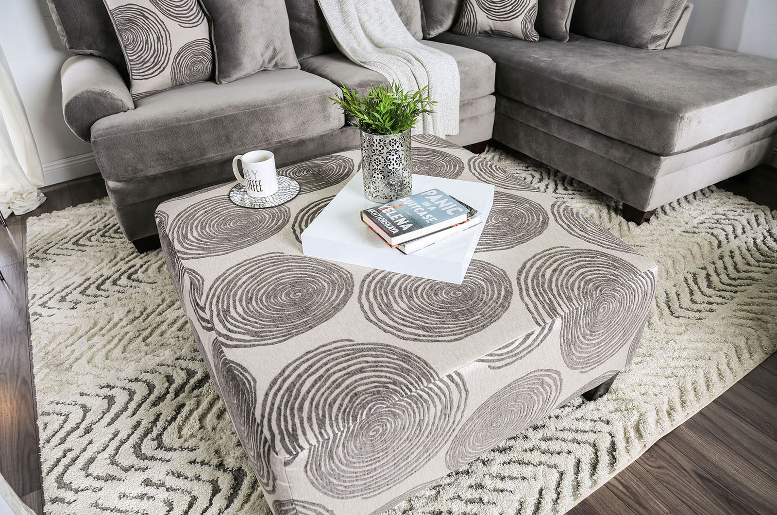 Bonaventura Gray/Pattern Ottoman - Image 2