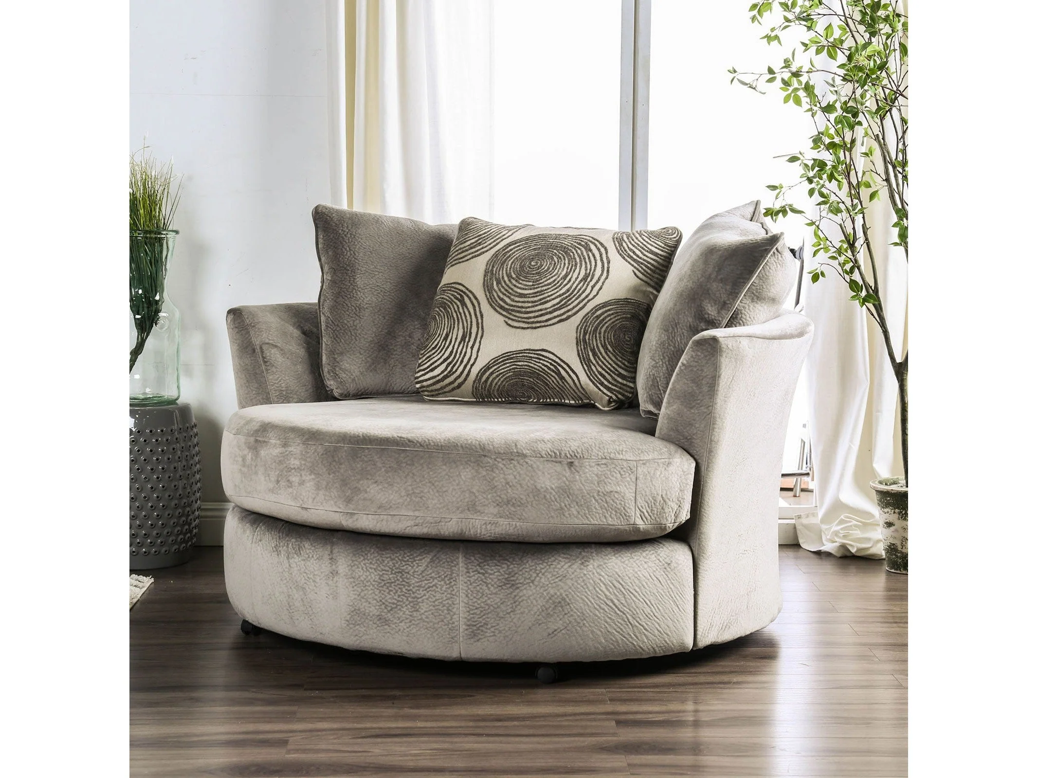 Bonaventura Gray/Pattern Swivel Chair