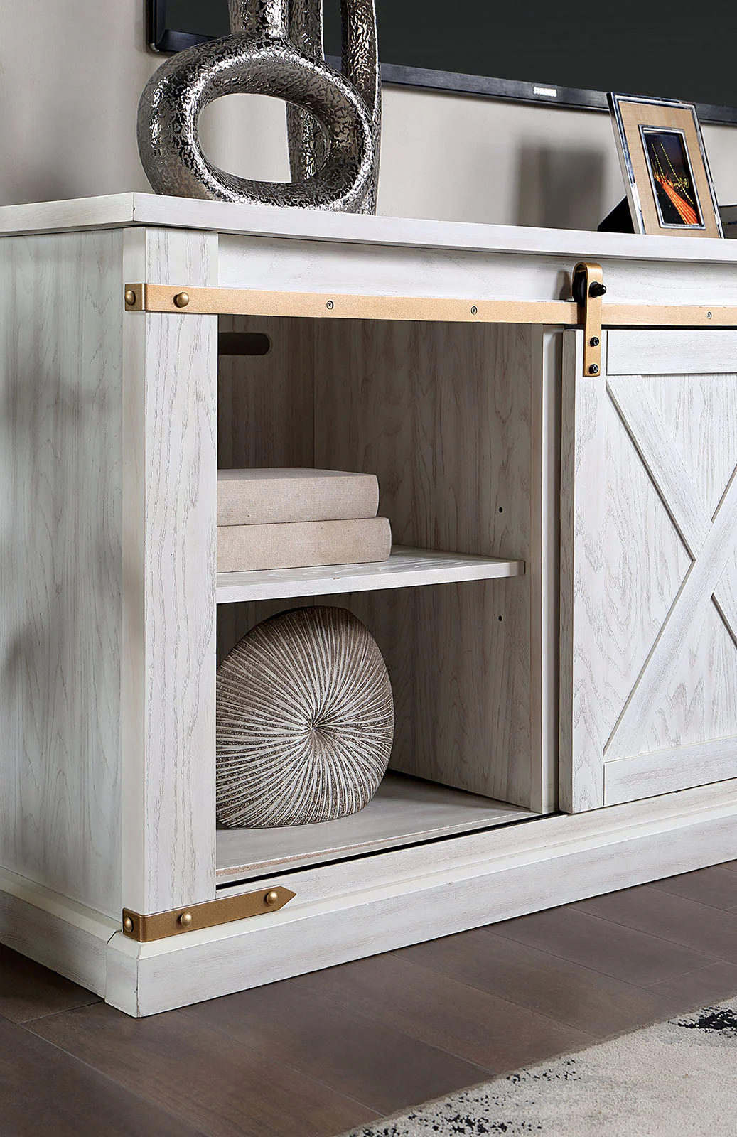 Borrego Antique White TV Stand, Antique White - Image 2