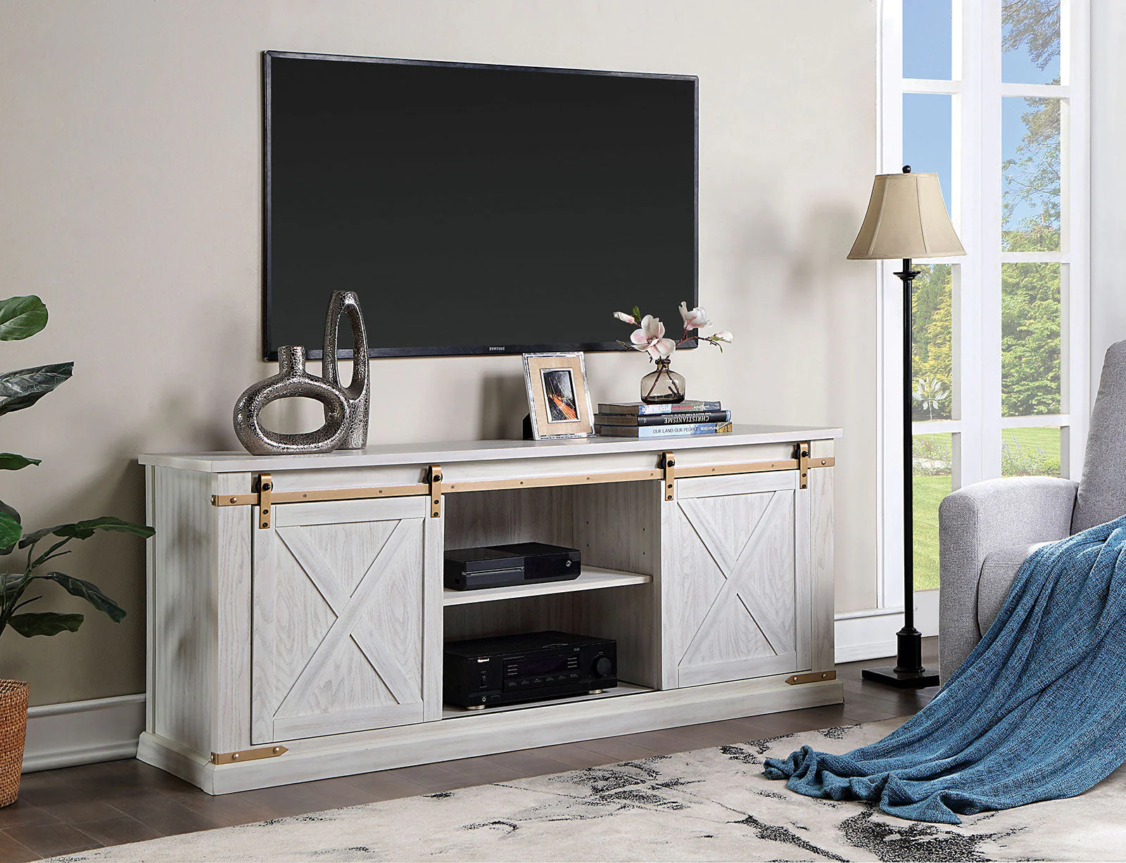 Borrego Antique White TV Stand, Antique White - Image 4